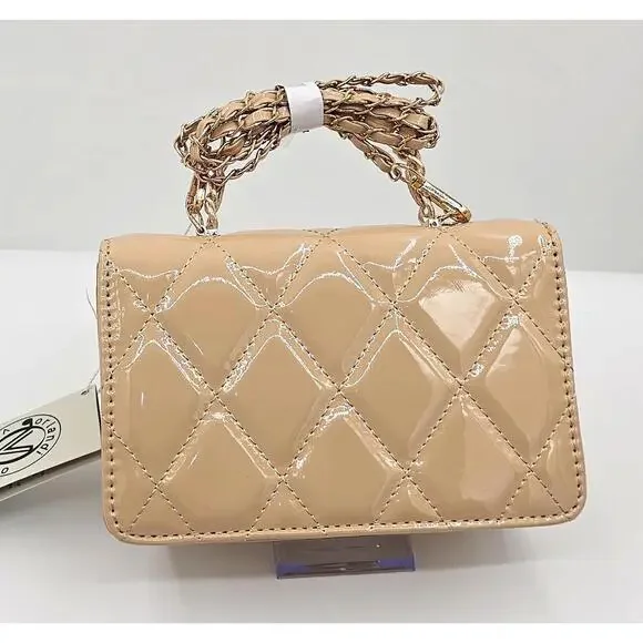 Valentino Orlandi GlossyNude Bag with Chain Strap - Perfect for Your Essentials!